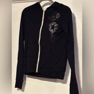 Willie Nelson Bella Canvas Black Hoodie with White Zipper